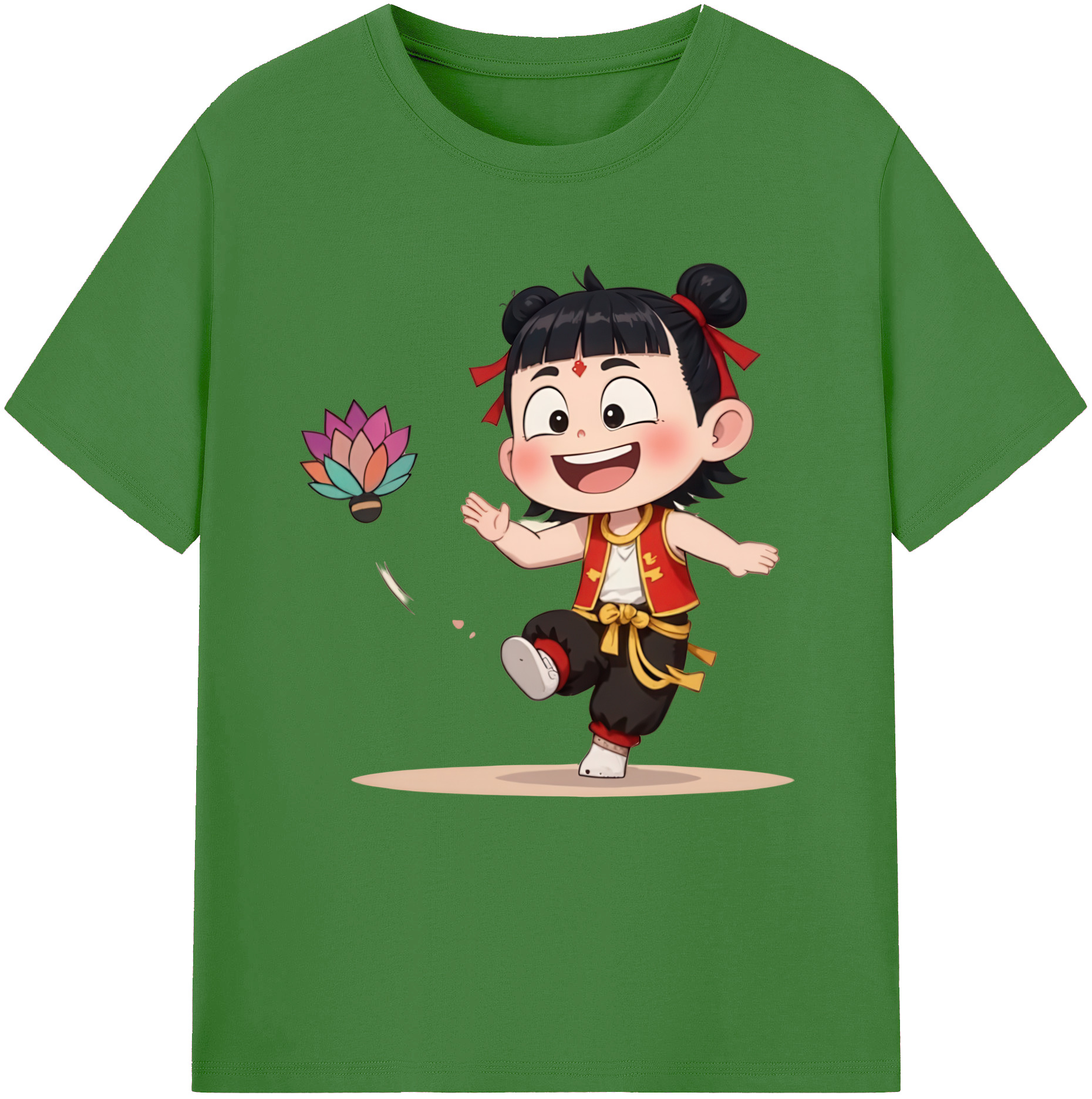 （画像用） Ne Zha 2 ナタ 魔童の大暴れ レディースカジュアルプリントTシャツ（綿100％）